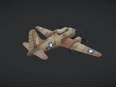 World War II military transport airplane 3D model