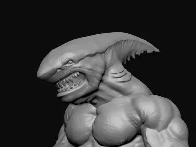 Angry Shark with anchor as a weapon 3D print model