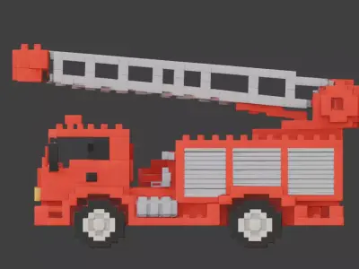 Voxel RC Fire Truck 3D Model Low-poly 3D model