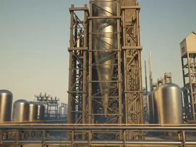 Chemical Plant Low-poly 3D model