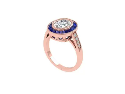 Oval Art Deco Ring 3D print model 21
