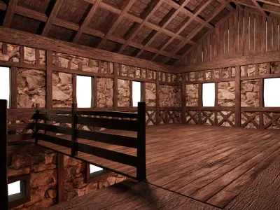 Old Medieval Building House 4K Textures GameReady 48 Low-poly 3D model