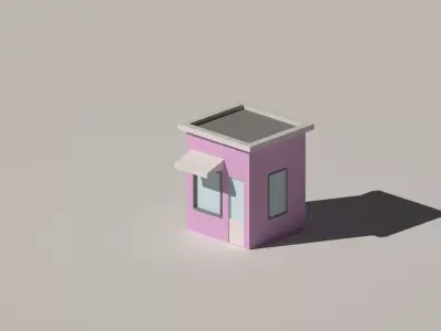Low Poly Kiosk Stand Low-poly 3D model