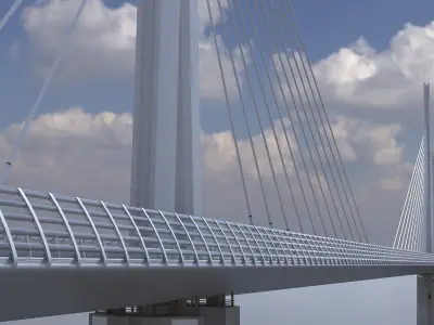 Suspension Bridge Millau Viaduct 3D model