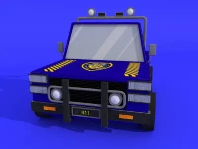 low poly pickup police and fire truck Free low-poly 3D model