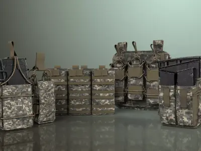 Military Ammunition Pouch Set Free 3D model