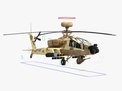 AH64E Apache Longbow Helicopter Desert Rigged Low-poly 3D model