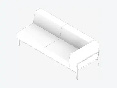 Furniture - Sofa - Contemporary - Oak - Medium - Sofa - Left Low-poly 3D model