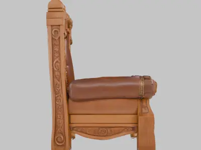 Wooden Viking Throne Low-poly 3D model