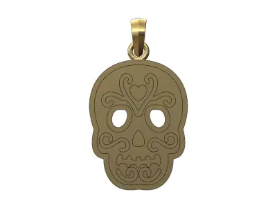 Mexican Calavera skull pendant with bail 3D print model