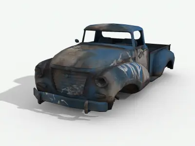 Damaged Rusted Cars - Junkyard Part 3  Low-poly 3D model