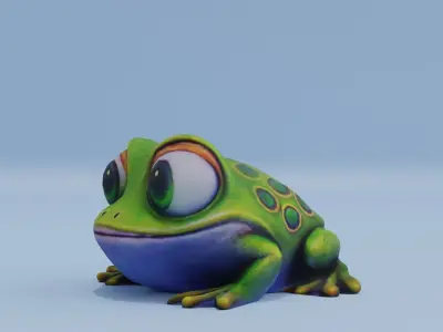 Frog Big Eyes Stylized Cute Low-poly 3D model