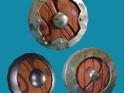 Procedural Stylized Low Poly 3 Shield Models Low-poly 3D model