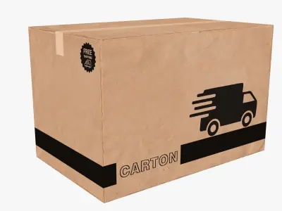 Cardboard Box Low-poly 3D model 6