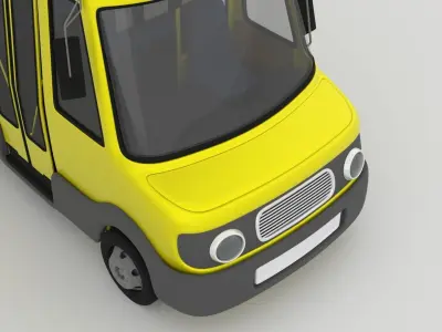 Stylized Cartoon School Bus 3D Model Low-poly 3D model