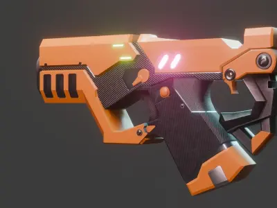sci-fi Low poly GUN Low-poly 3D model