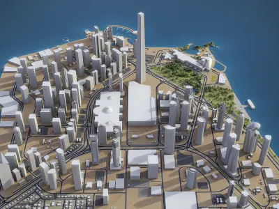 Doha - West Bay Low-poly 3D model