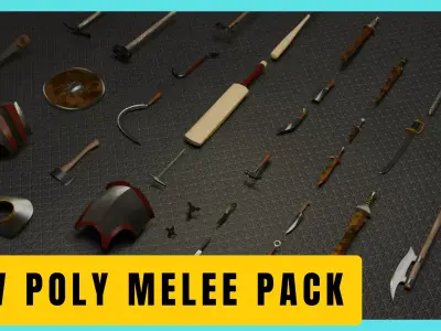 Low Poly Melee Weapon Pack  Optimized Topology Low-poly 3D model