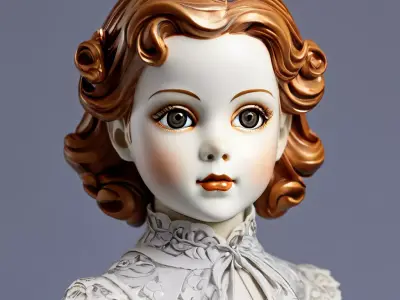 Vintage Porcelain Doll 3D Model Low-poly 3D model