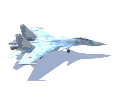SU-33 Flanker-D Jet Fighter Aircraft Low-poly 3D model