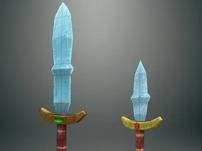 Sword and Dagger stylized Low-poly 3D model