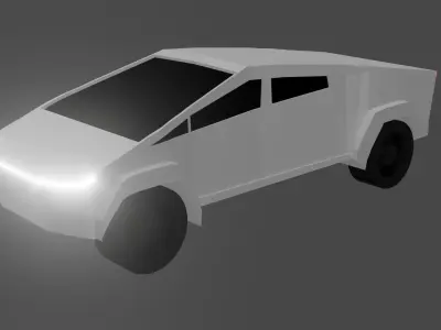 cybertruck car with light Free low-poly 3D model