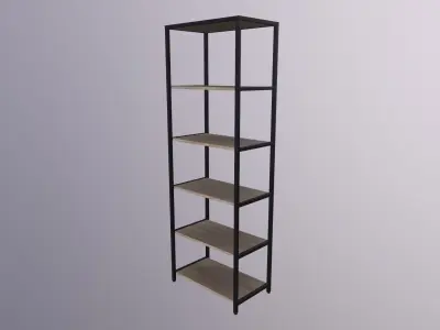 Bookcase furniture industrial wood metal  Low-poly 3D model