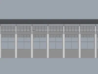 Warehouse 2 building with roof 3D model