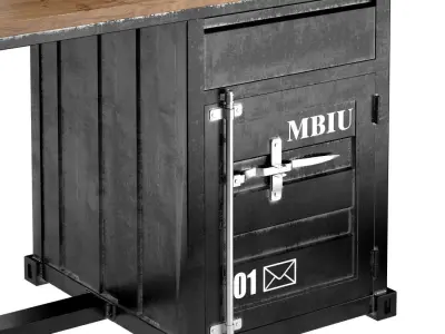 Metal and Oak Sea Container Desk 3D model