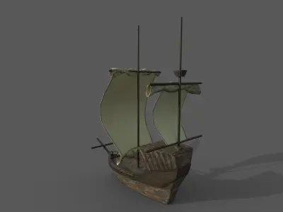 pirate ship Low-poly 3D model 10