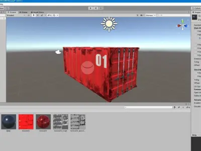 Container Cargo - Red - Ship - Port Low-poly 3D model