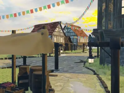 Scenic Coastal Village 3D model