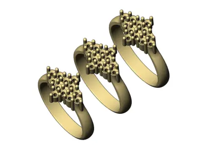 Diamond star cluster ring US sizes 6 7 8 3D print model