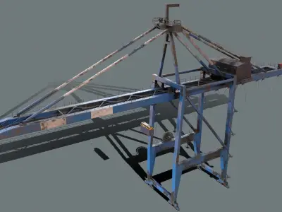 PBR Quayside Container Crane Version 1 - Blue White Low-poly 3D model