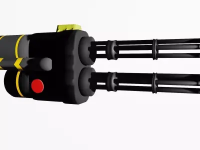 Stylized Double Minigun 3D Model Low-poly 3D model