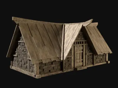 VIKING NORDIC NORSEMAN MEDIEVAL FANTASY HOUSE COTTAGE COLLECTION Free low-poly 3D model