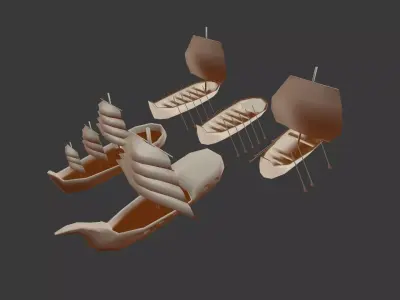 Ship - Low poly sailing Free low-poly 3D model