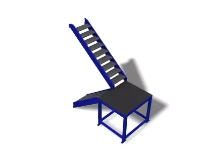 Industrial ladder with steel grating steps 3D model