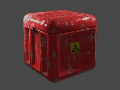 Metal box with danger sign closed low-poly 3d model Low-poly 3D model