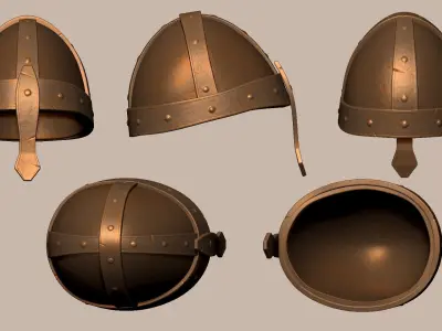 Old Rust Helmet - Medieval Character Armor Low-poly 3D model