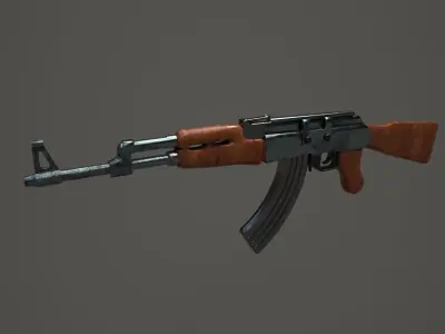 AKM-47 rifle Free low-poly 3D model