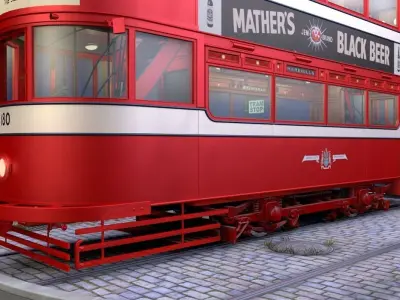Leeds 180 double-decker tram 3D model