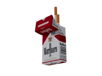 Realistic Cigarette Pack 3d Model Openable Marlboro Animation Low-poly 3D model