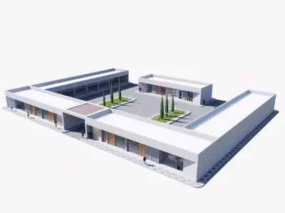 Commercial building Low-poly 3D model 7