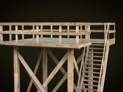 lookout tower PBR Low-poly 3D model Low-poly 3D model
