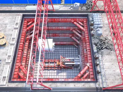 Subway tunnel excavation construction site 3D model