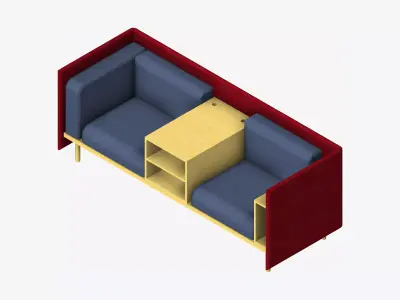 Sofa - Contemporary - Flame - Medium - Central Shelf Low-poly 3D model purchase