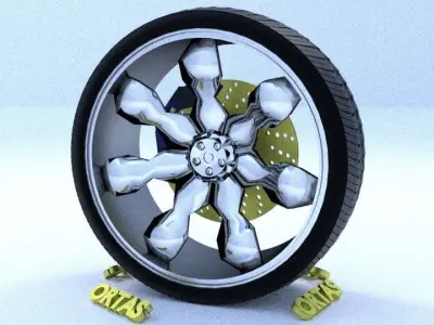ORTAS CAR RIM 60 GAME READY RIM TIRE AND DISC 3D model