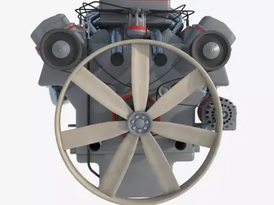 8 cylinder truck engine 3D model