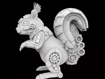 Steampunk Squirrel with Gear Tail 3D Print Model 3D print model